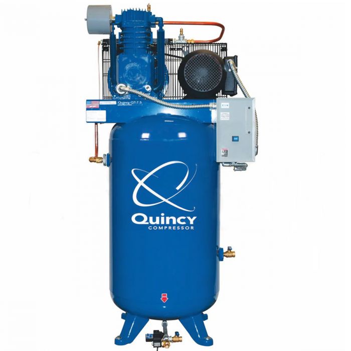 Quincy Air Compressor 473DS80VCB20 QT Pro 7.5 HP 80 Gallon Two Stage 208V 3 Phase