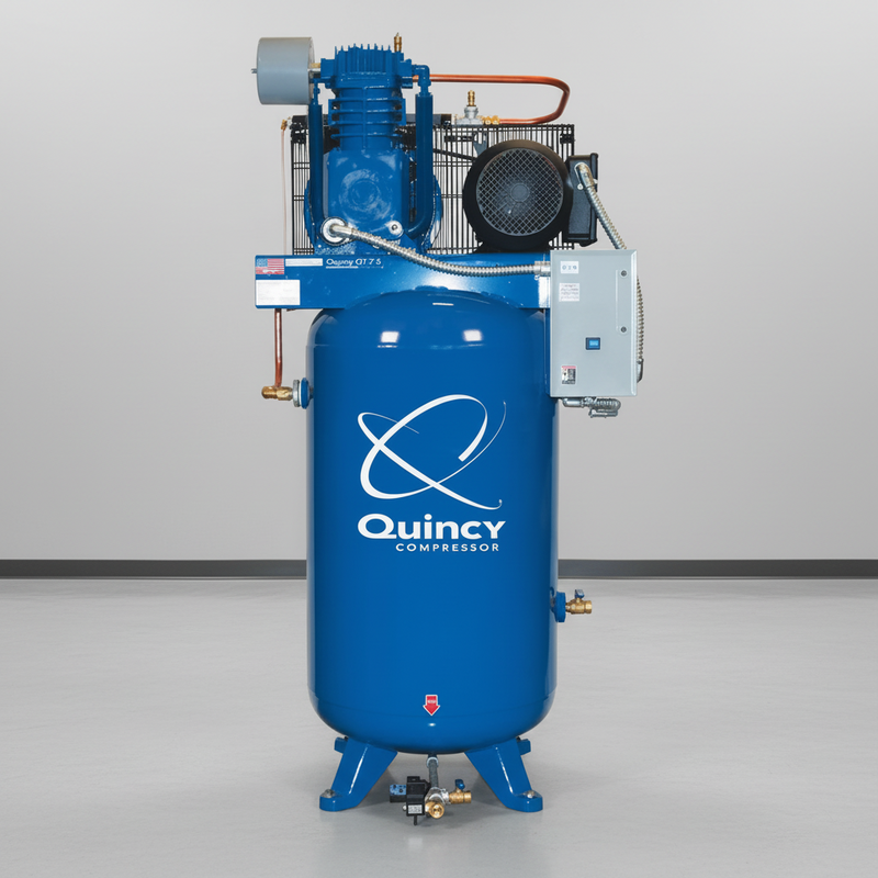 Quincy Air Compressor 473DS80VCB20 QT Pro 7.5 HP 80 Gallon Two Stage 208V 3 Phase