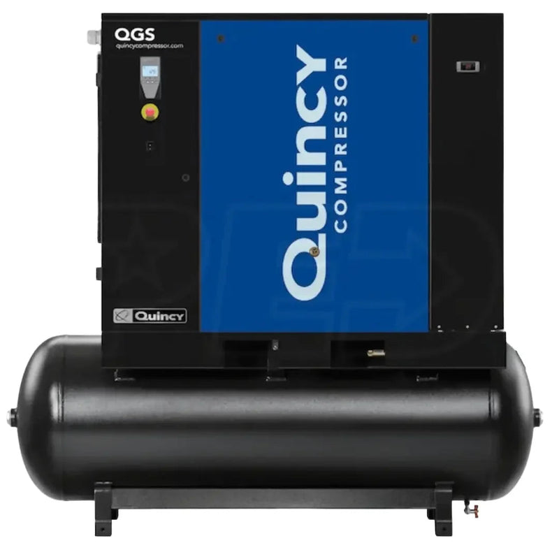 Quincy Air Compressor 20 HP 132 Gallon Rotary Screw with Dryer 208-230/460V 3 Phase