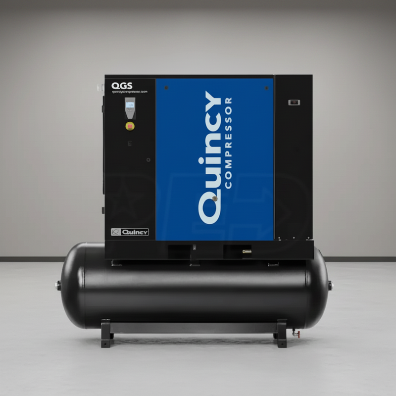 Quincy Air Compressor 20 HP 132 Gallon Rotary Screw with Dryer 208-230/460V 3 Phase