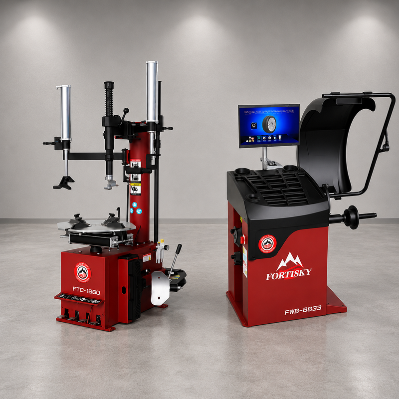 Fortisky 1660-8833 Tire Changer & Dynamic Display Screen Wheel Balancer Combo