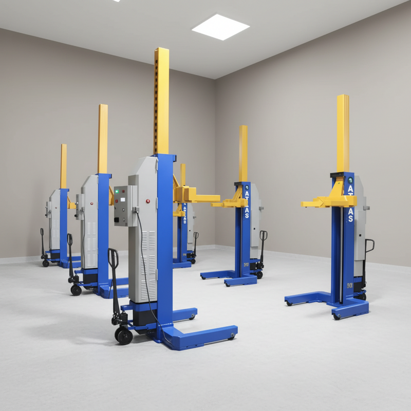 Atlas ML-6051BC Battery-Powered Mobile Column Lift System — 6-Pack, 111,000 lb Total Capacity, ALI Certified