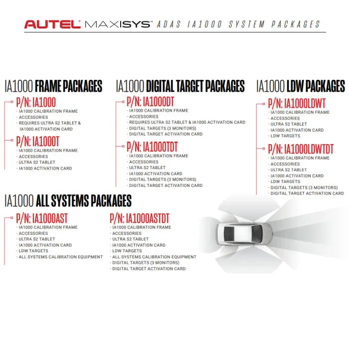 Autel IA1000AST MaxiSYS All-Systems ADAS Calibration & Wheel Alignment System with LDW Targets and MaxiSYS Ultra S2 Tablet
