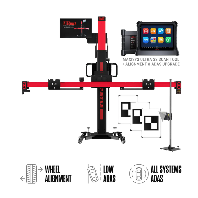 Autel IA1000AST MaxiSYS All-Systems ADAS Calibration & Wheel Alignment System with LDW Targets and MaxiSYS Ultra S2 Tablet