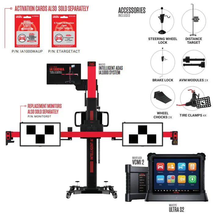 Autel IA1000ASTDT All-Systems ADAS Calibration & Wheel Alignment System with LDW Digital Targets and MaxiSYS Ultra S2 Tablet