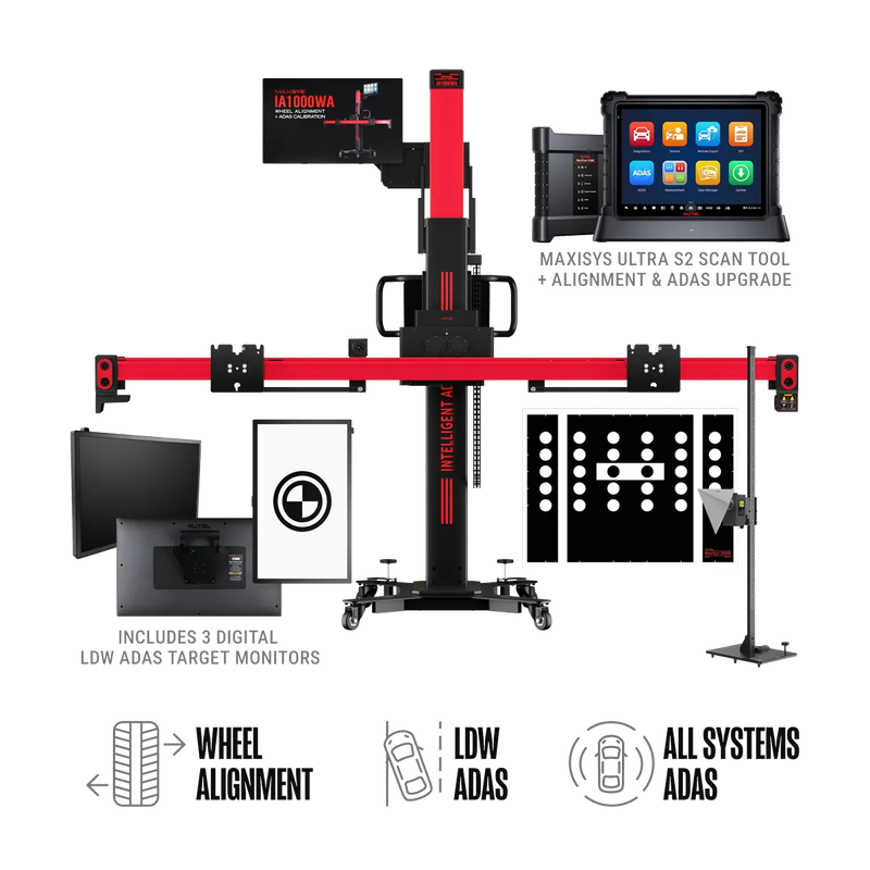 Autel IA1000ASTDT All-Systems ADAS Calibration & Wheel Alignment System with LDW Digital Targets and MaxiSYS Ultra S2 Tablet
