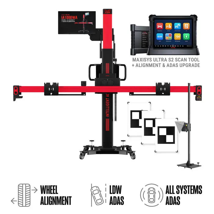 Autel IA1000LDWTDT ADAS Calibration & Wheel Alignment System with LDW Targets, Digital Targets & MaxiSYS Ultra S2 Tablet