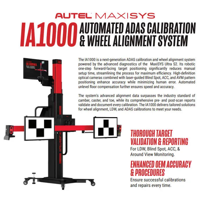 Autel MaxiSYS IA1000T Automated ADAS Calibration & Wheel Alignment System with MaxiSYS Ultra S2 Tablet