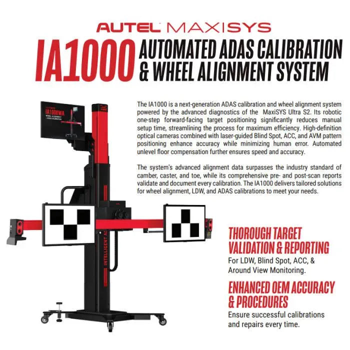 Autel IA1000TDT Automated ADAS Calibration and Wheel Alignment System with Digital Targets and MaxiSYS Ultra S2 Tablet