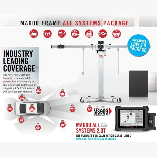 Autel MaxiSYS ADAS MAS20T All Systems 2.0 Mobile Calibration Package with MA600 Frame and MS909 S2 Tablet