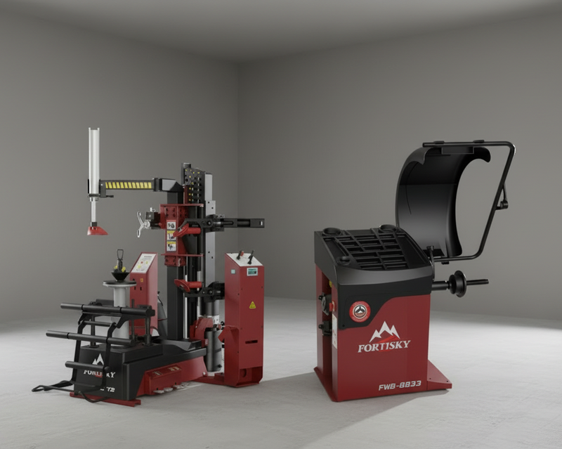 Fortisky T8-8833 Leverless Center Post Tire Changer Fully Automatic Combo
