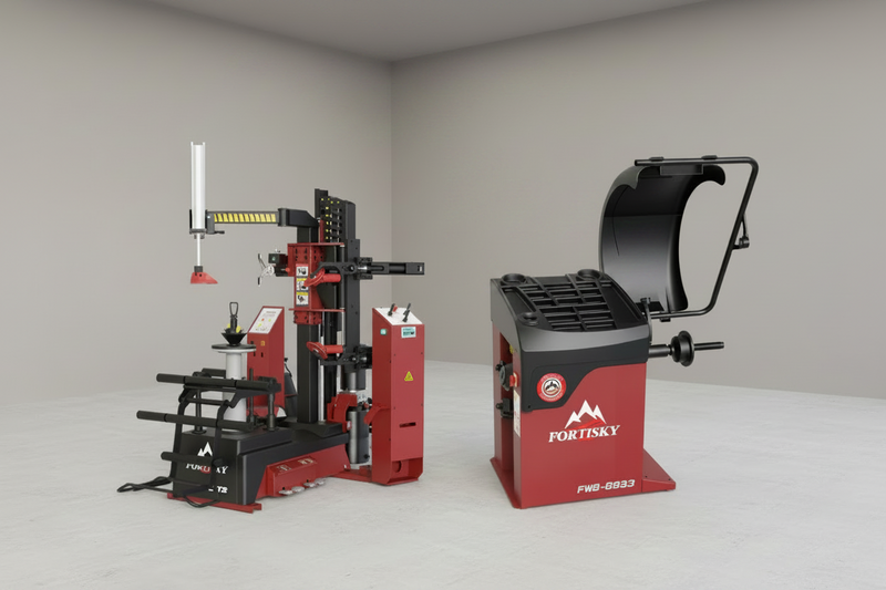 Fortisky T8-8833 Leverless Center Post Tire Changer Fully Automatic Combo