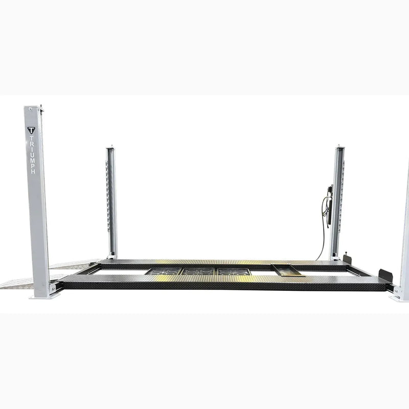 Triumph USA8000XLT 8,000 lb 4-Post Lift — Made in USA, Extended-Length Service & Storage Lift, Caster Kit + Jack Tray + 3 Drip Trays