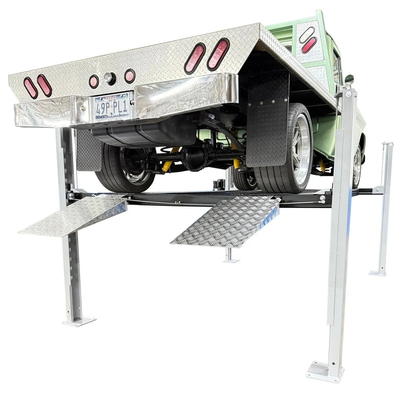 Triumph USA8000XLT 8,000 lb 4-Post Lift — Made in USA, Extended-Length Service & Storage Lift, Caster Kit + Jack Tray + 3 Drip Trays