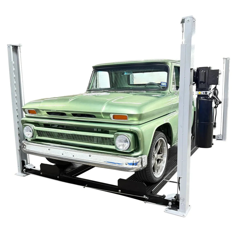 Triumph USA8000XLT 8,000 lb 4-Post Lift — Made in USA, Extended-Length Service & Storage Lift, Caster Kit + Jack Tray + 3 Drip Trays